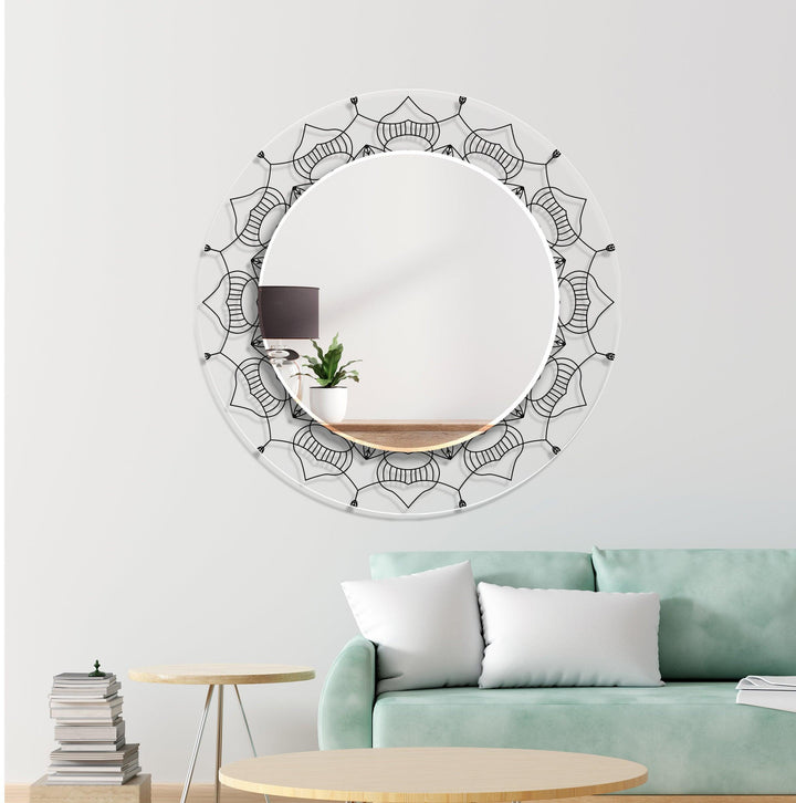 Transparent Black Round Wall Mirror backlit mirror
