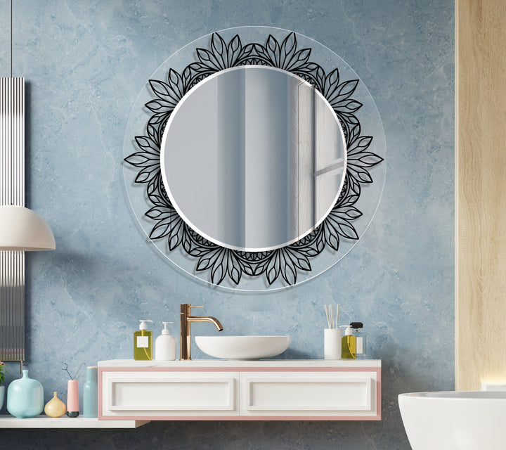 Transparent Round Black Wall Mirror huge wall mirror
