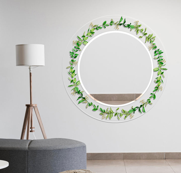 Transparent Green Round Wall MirrorStained Glass Mirror
