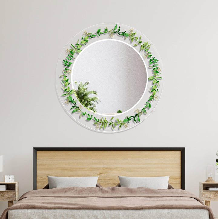 Transparent Green Round Wall Mirror Entryway Wall Mirror
