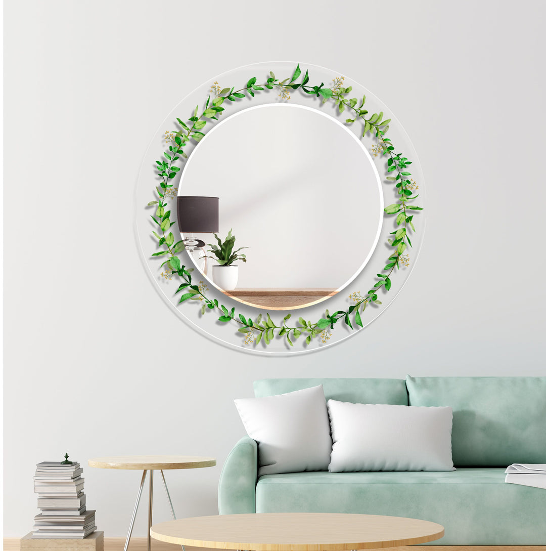 Transparent Green Round Wall Mirror Blue Wall Mirror
