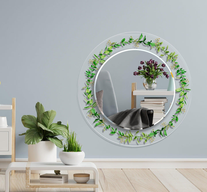 Transparent Green Round Wall Mirror Square Wall Mirror
