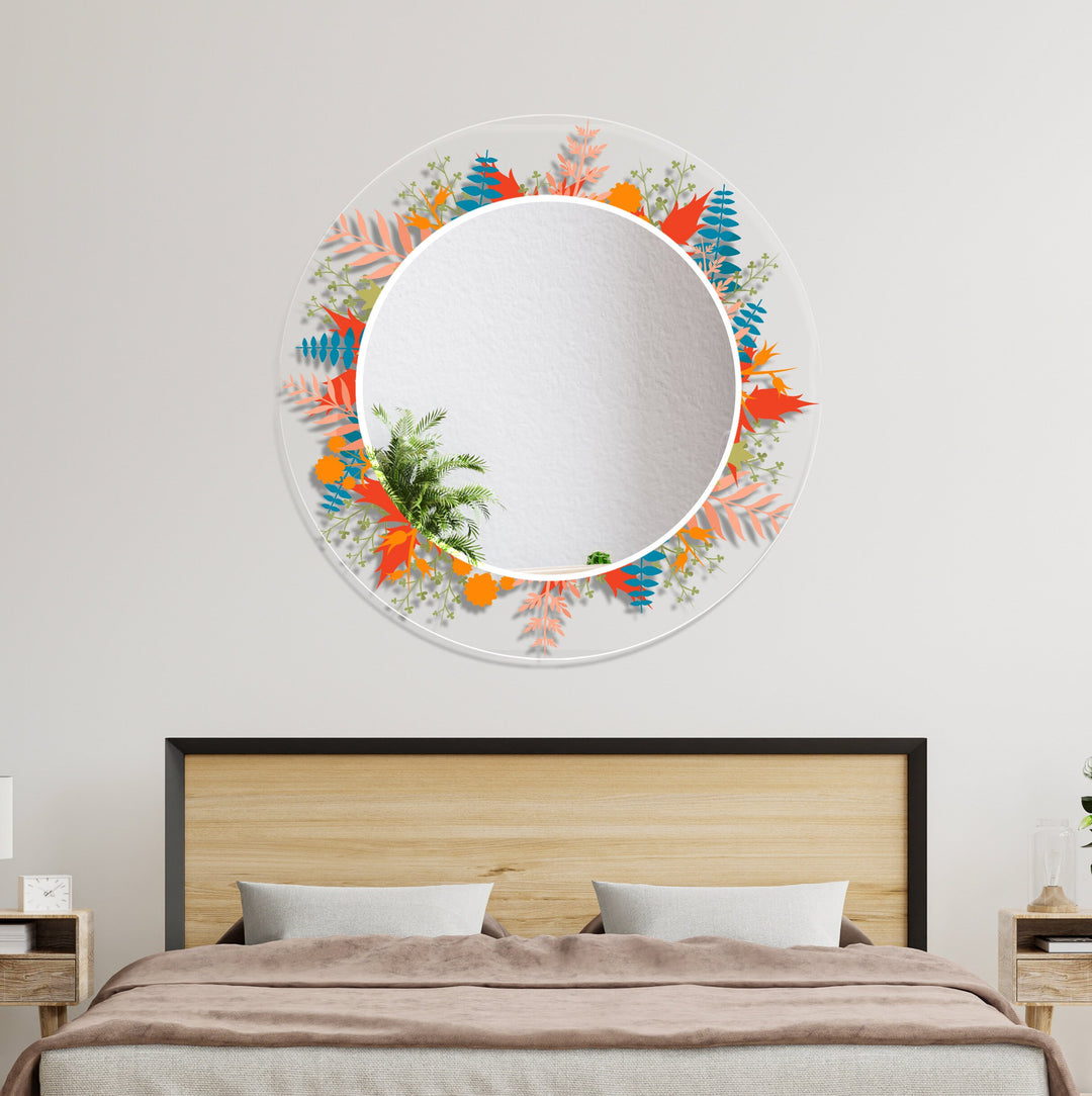 Transparent Orange Round Wall Mirror Square Mirror
