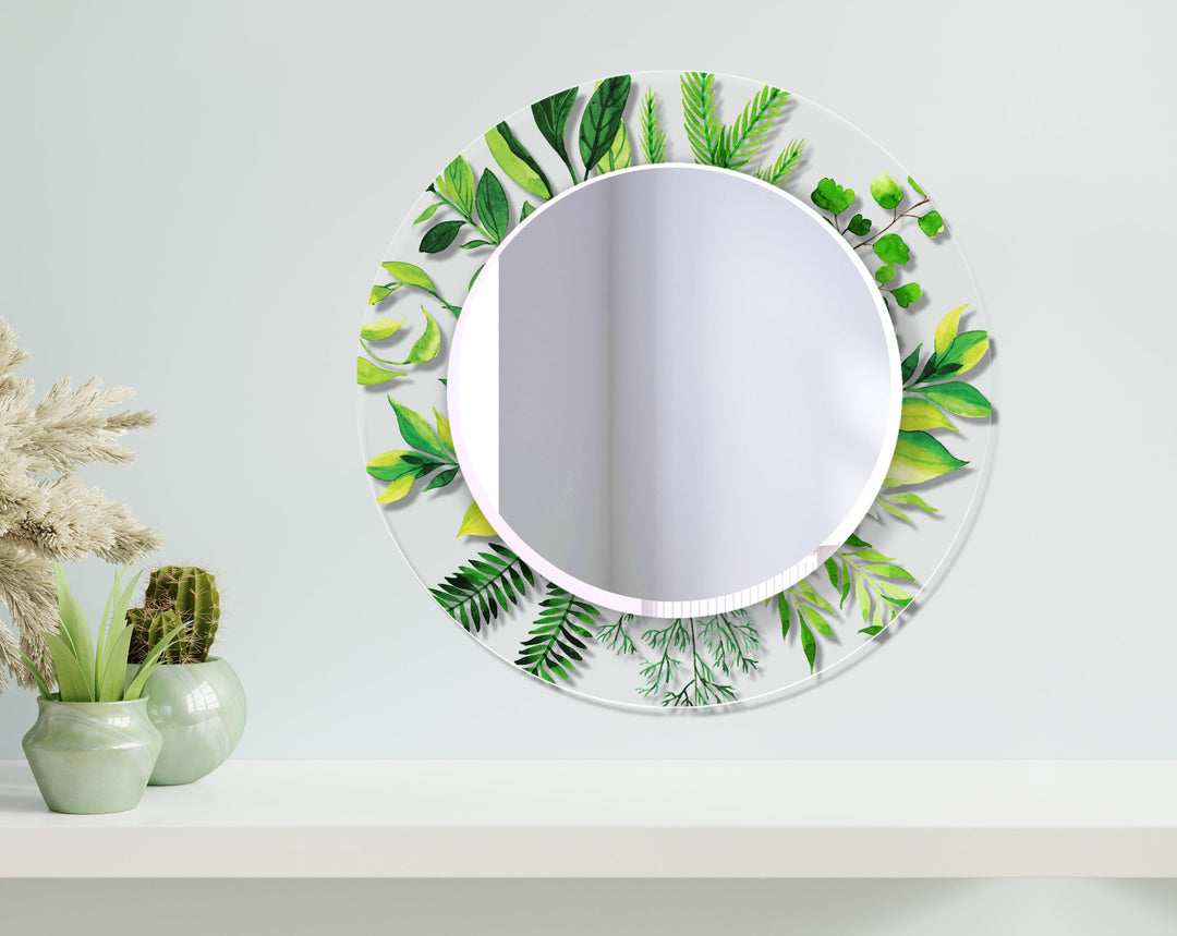 Transparent Green Tropical Round Wall Mirror Blue Mirror
