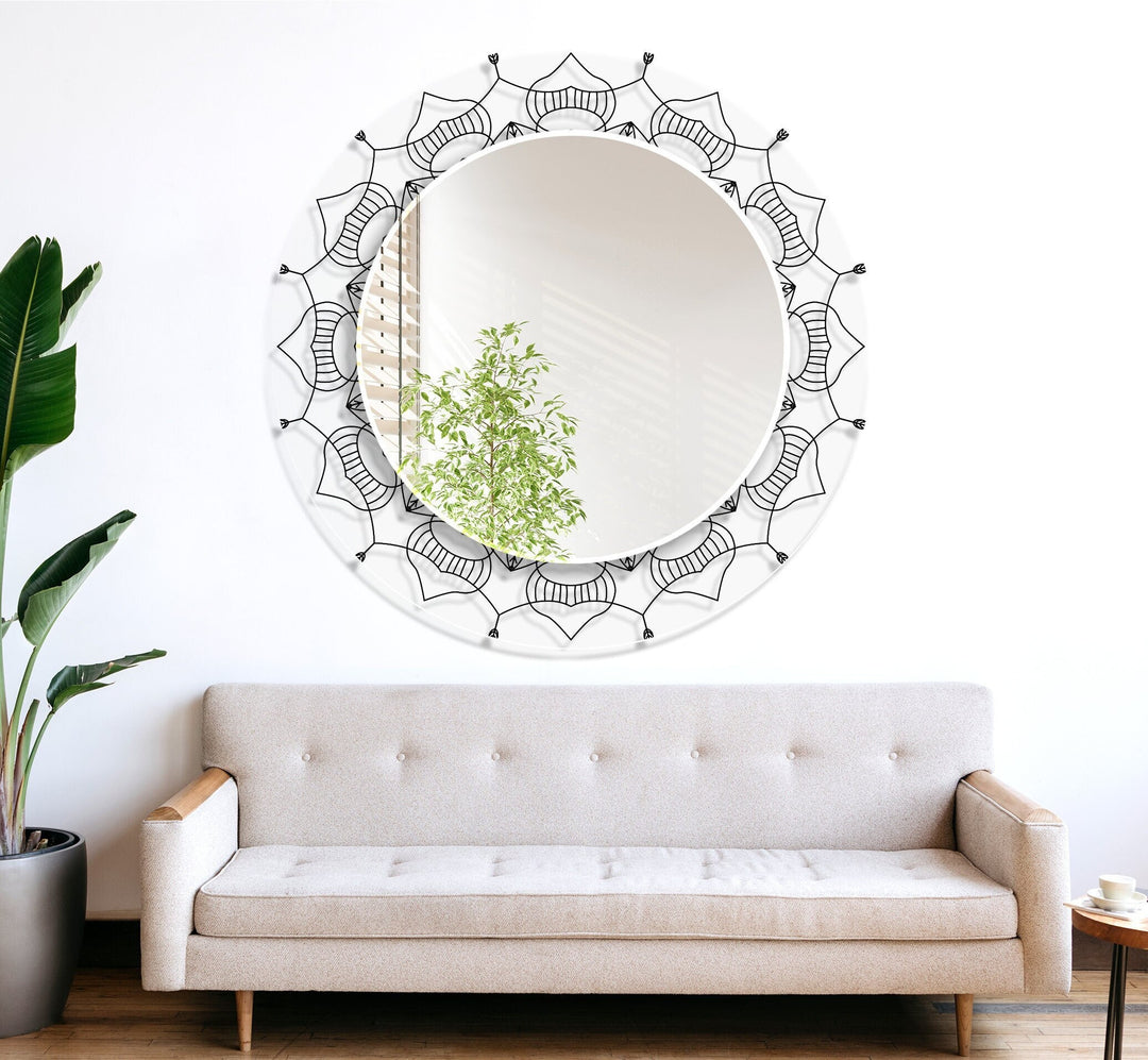 Transparent Black Round Wall Mirror lighted mirror
