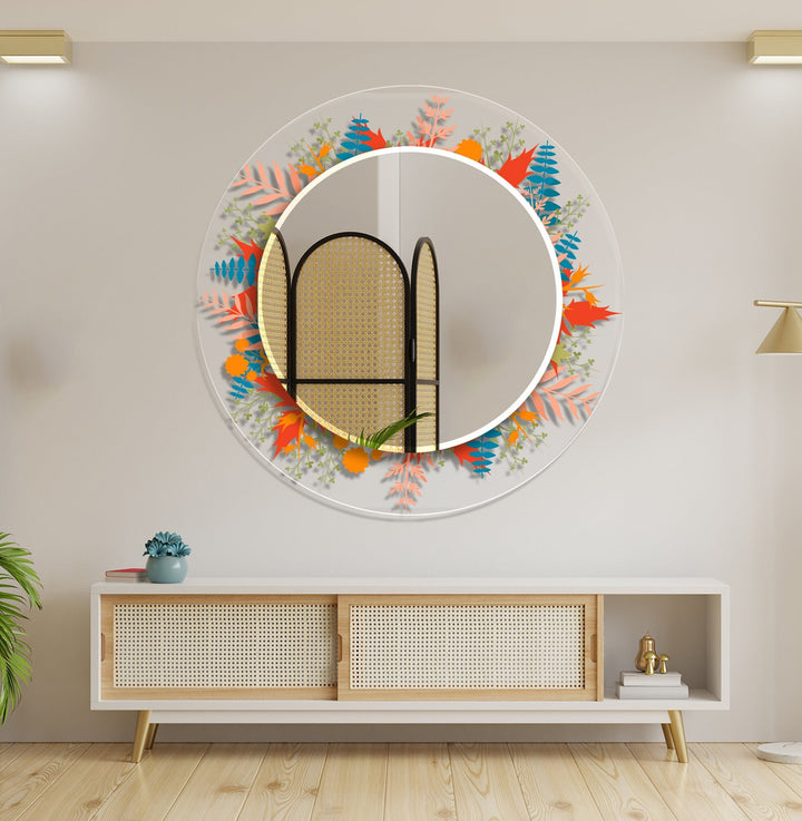 Transparent Orange Round Wall Mirror Modern Mirror
