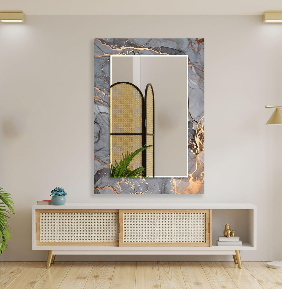 Gray Golden Details Wall Mirrors Black Wall Mirror
