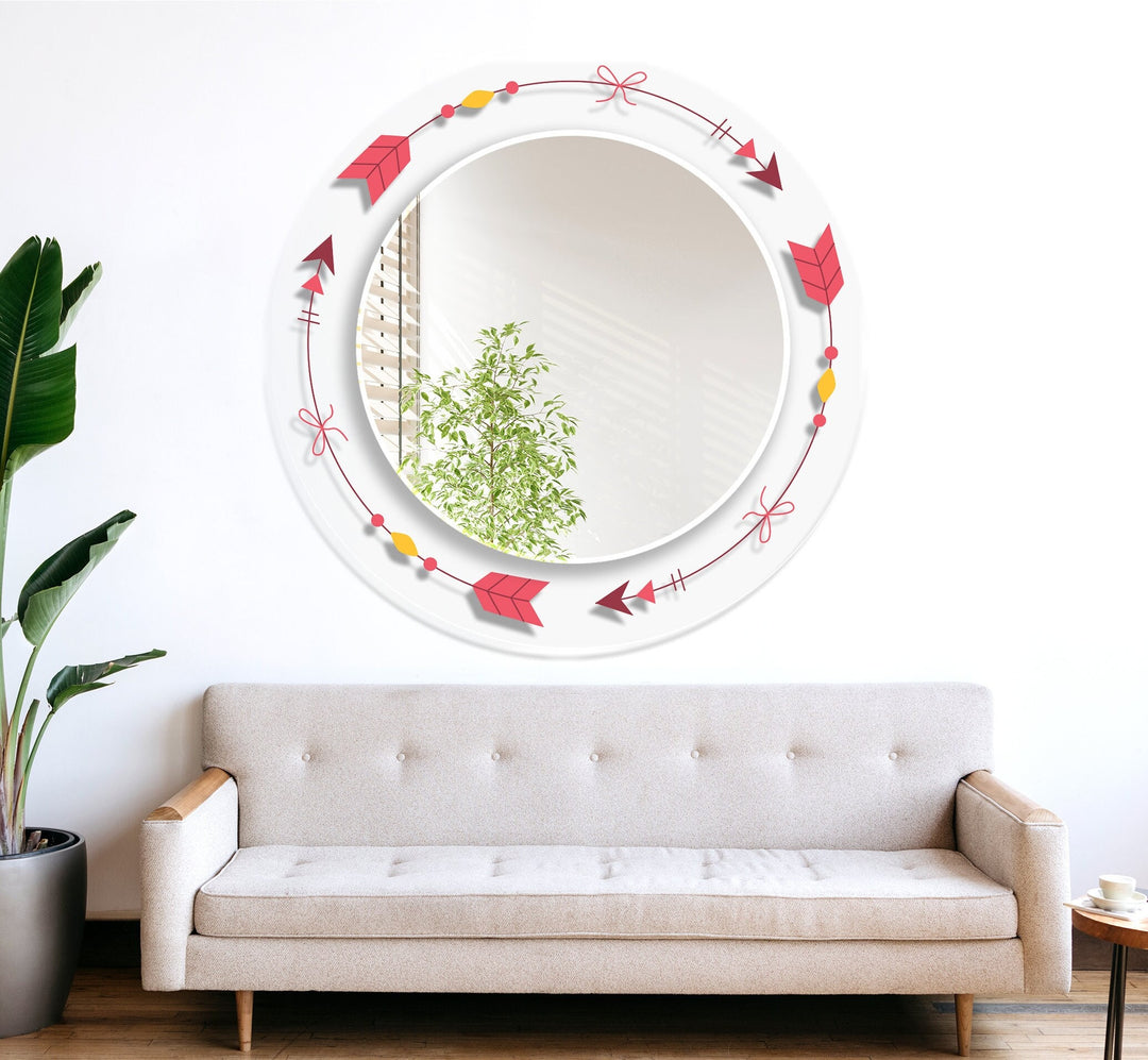 Transparent Arrow Round Wall Mirror Framed Mirror
