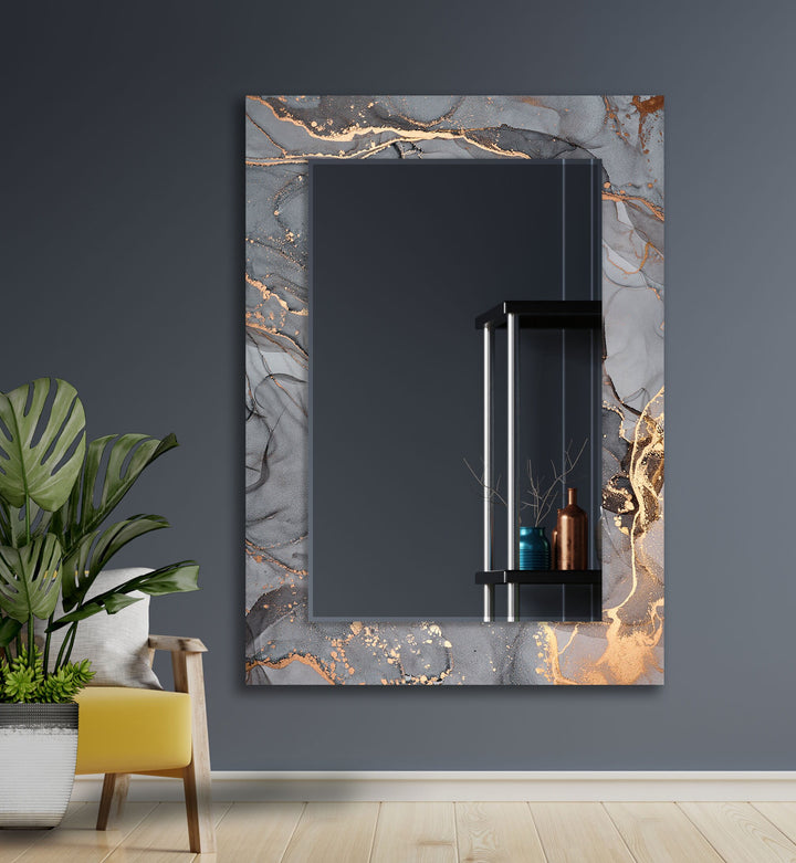 Gray Golden Details Wall Mirrors Huge Mirror
