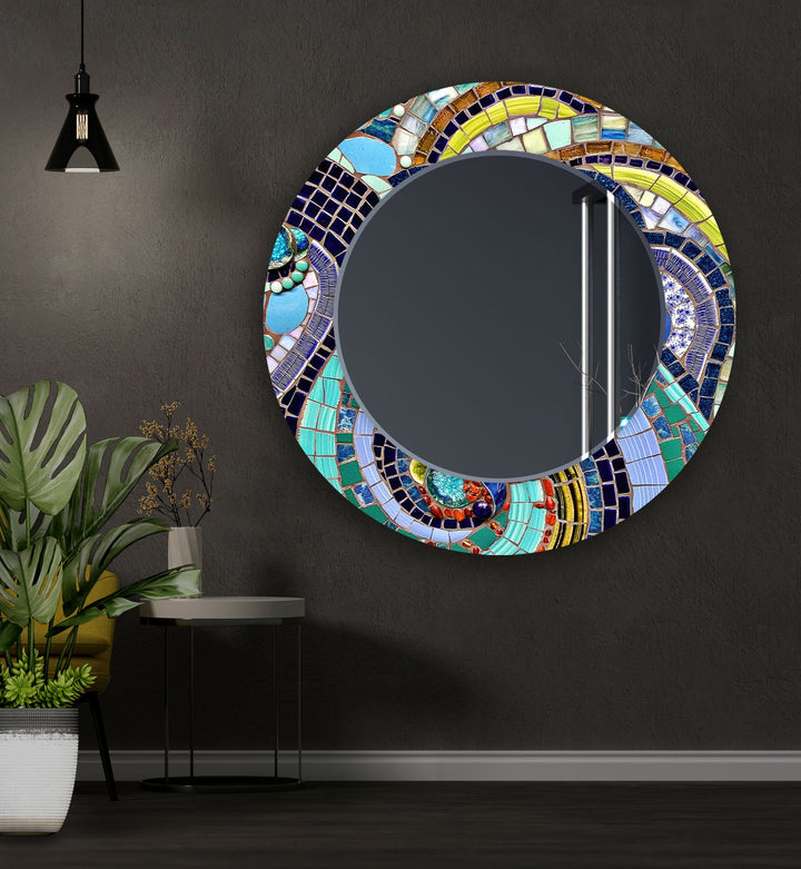 Mosaic Blue Design Wall Mirrors wall mirror
