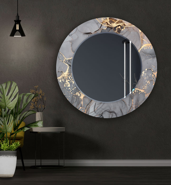 Marble Grey & Golden Wall Mirror Entryway Wall Mirror
