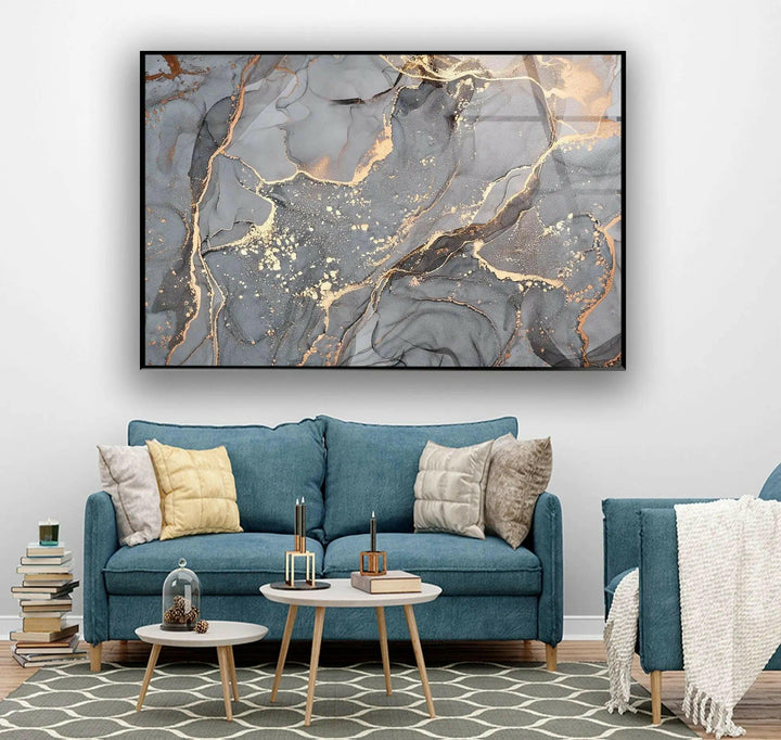 Gray Marble Art Tempered Glass Wall Art - MyPhotoStation