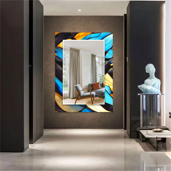 Blue Decorative Patterns Wall Mirror Black Wall Mirror
