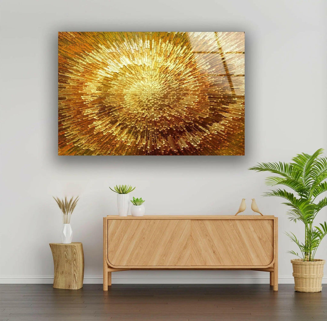 Golden Abstract Art Glass Wall Art - Brighten your home with vibrant Abstract Glass Art. Our glass panel art and photo prints on glass bring your walls to life. Choose from a variety of designs, including flowers painted on glass and large glass photo prints. Secure packaging and free shipping on all orders.