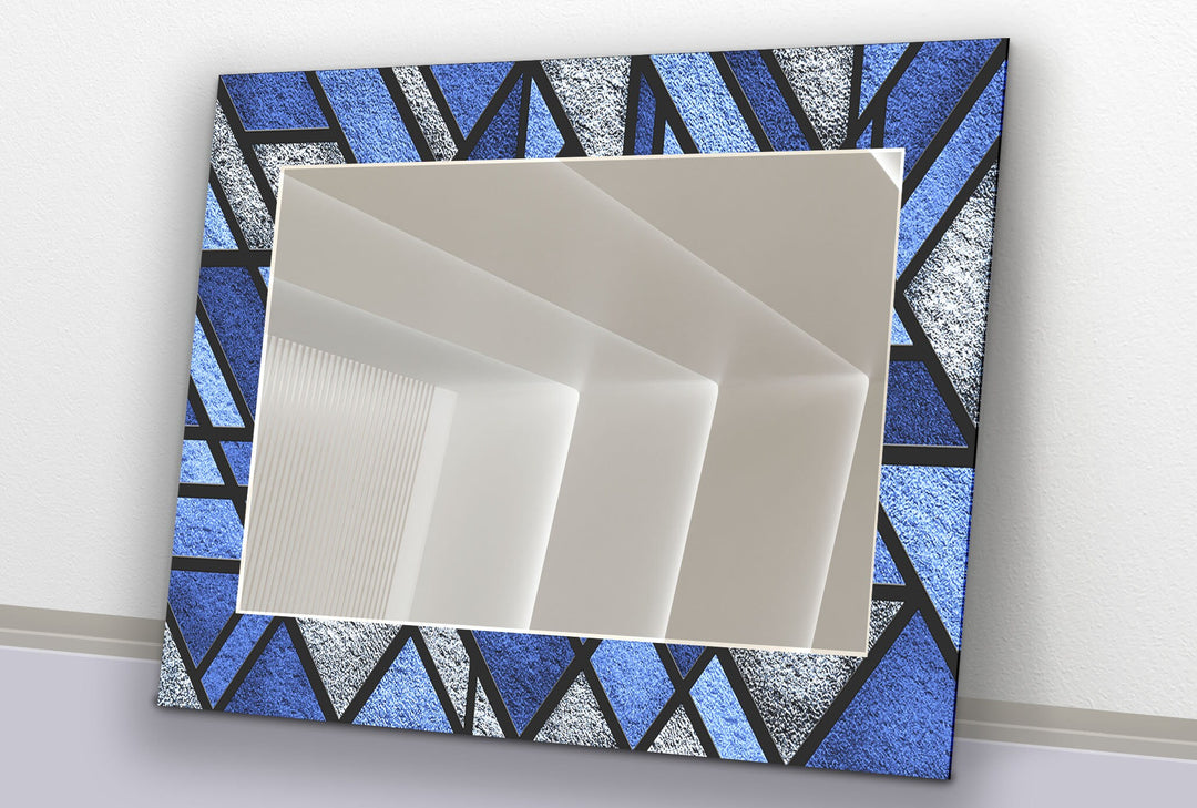 Blue Geometric Stained Wall Mirror Decorative Mirror
