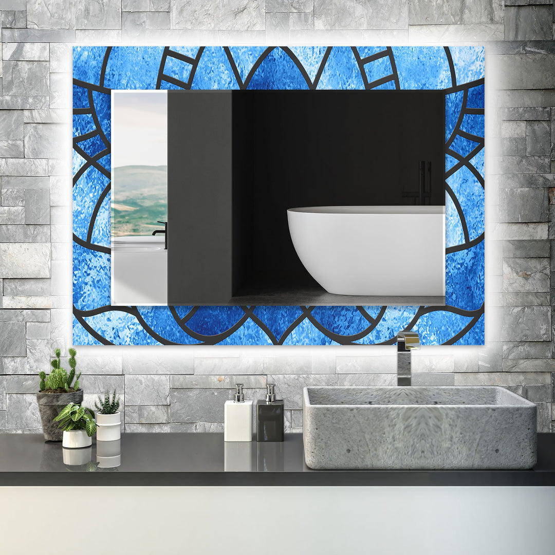 Navy Blue Stained Wall Mirrors Bedroom Wall Mirror
