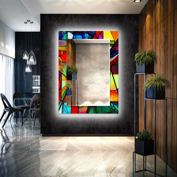 Stained Neon Oil Art Wall Mirror Huge Wall Mirror
