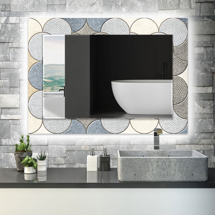 Grey Circles Details Wall Mirror Round Wall Mirror
