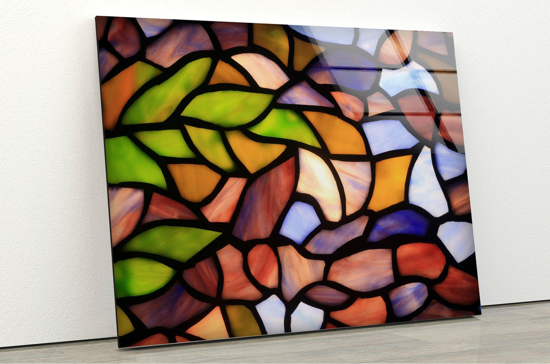 Stained Colored Leaves Glass Wall Art custom glass photo prints, large glass prints