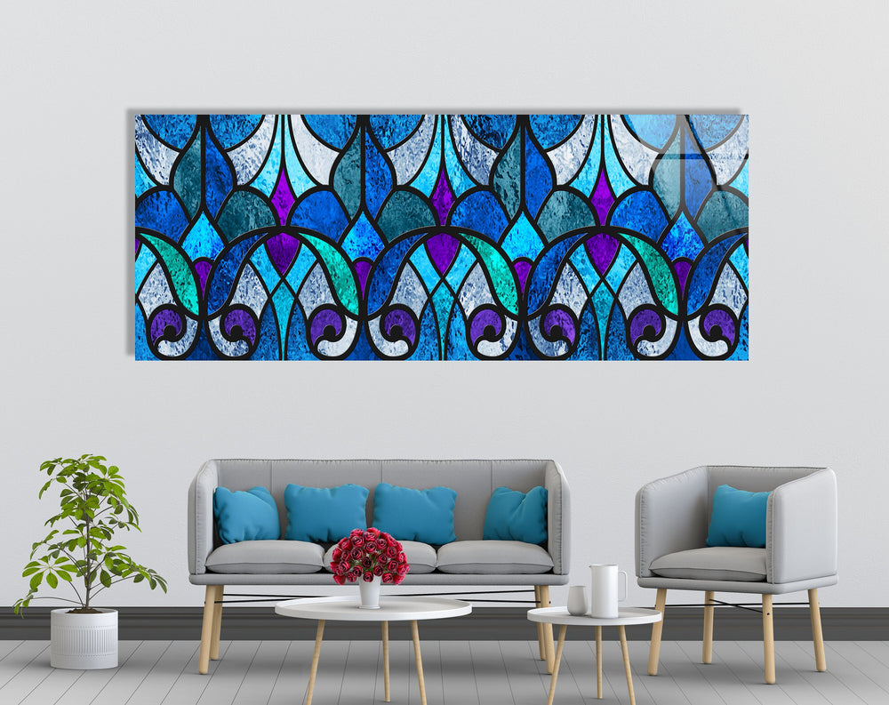 Blue Stained Glass Wall Art, glass wall decor, glass wall art decor