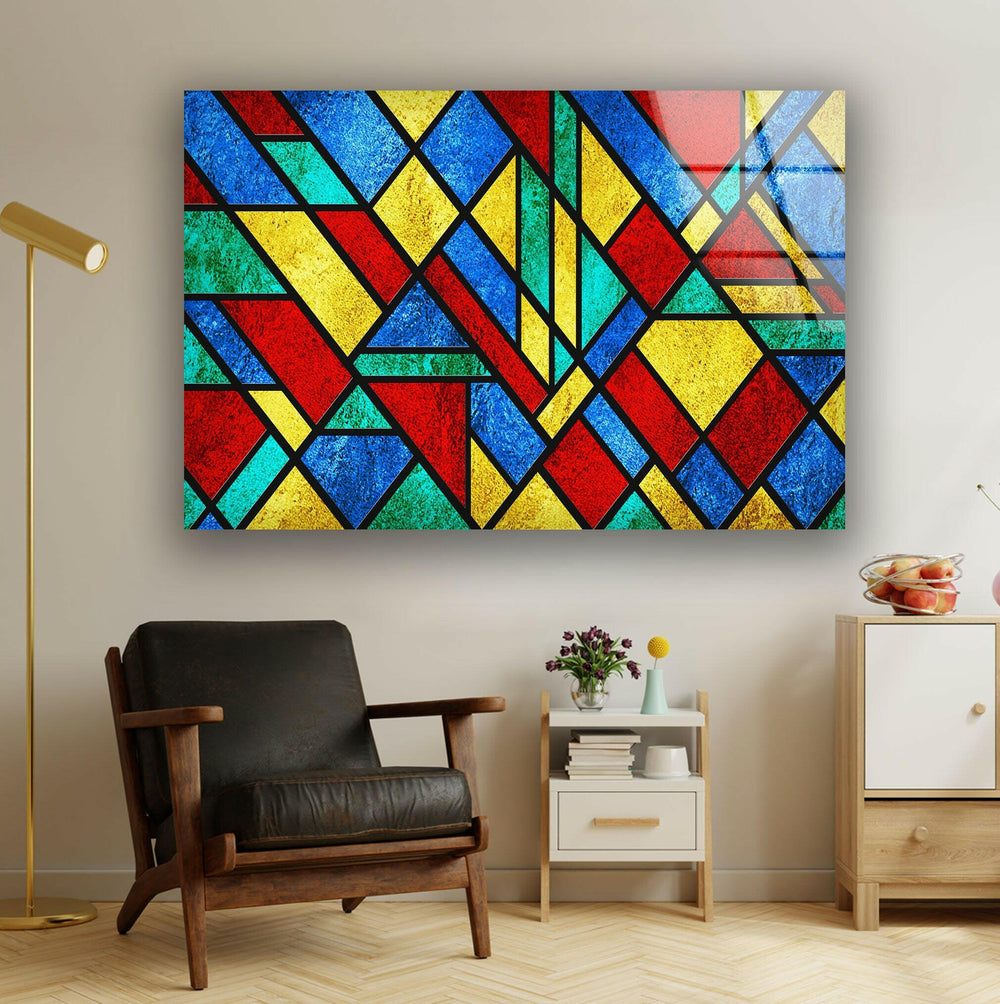 Stained Geometric Art Glass Wall Art glass art painting, glass art for the Wall