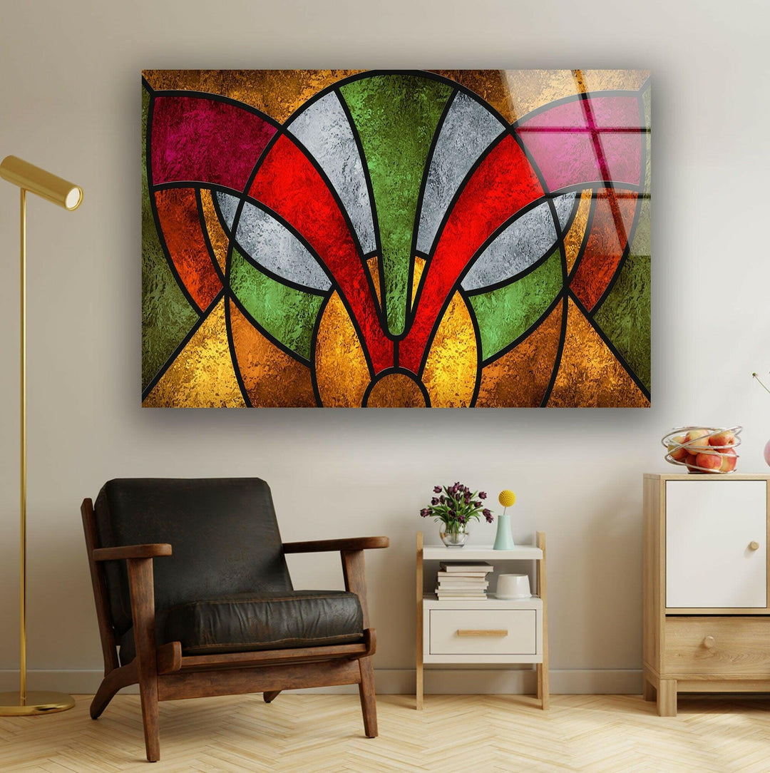 Stained Red & Green Glass Wall Art Glass Printing Wall Art, Print photos on glass