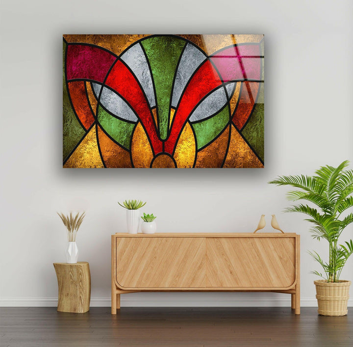 Stained Red & Green Glass Wall Art glass art painting, glass art for the Wall