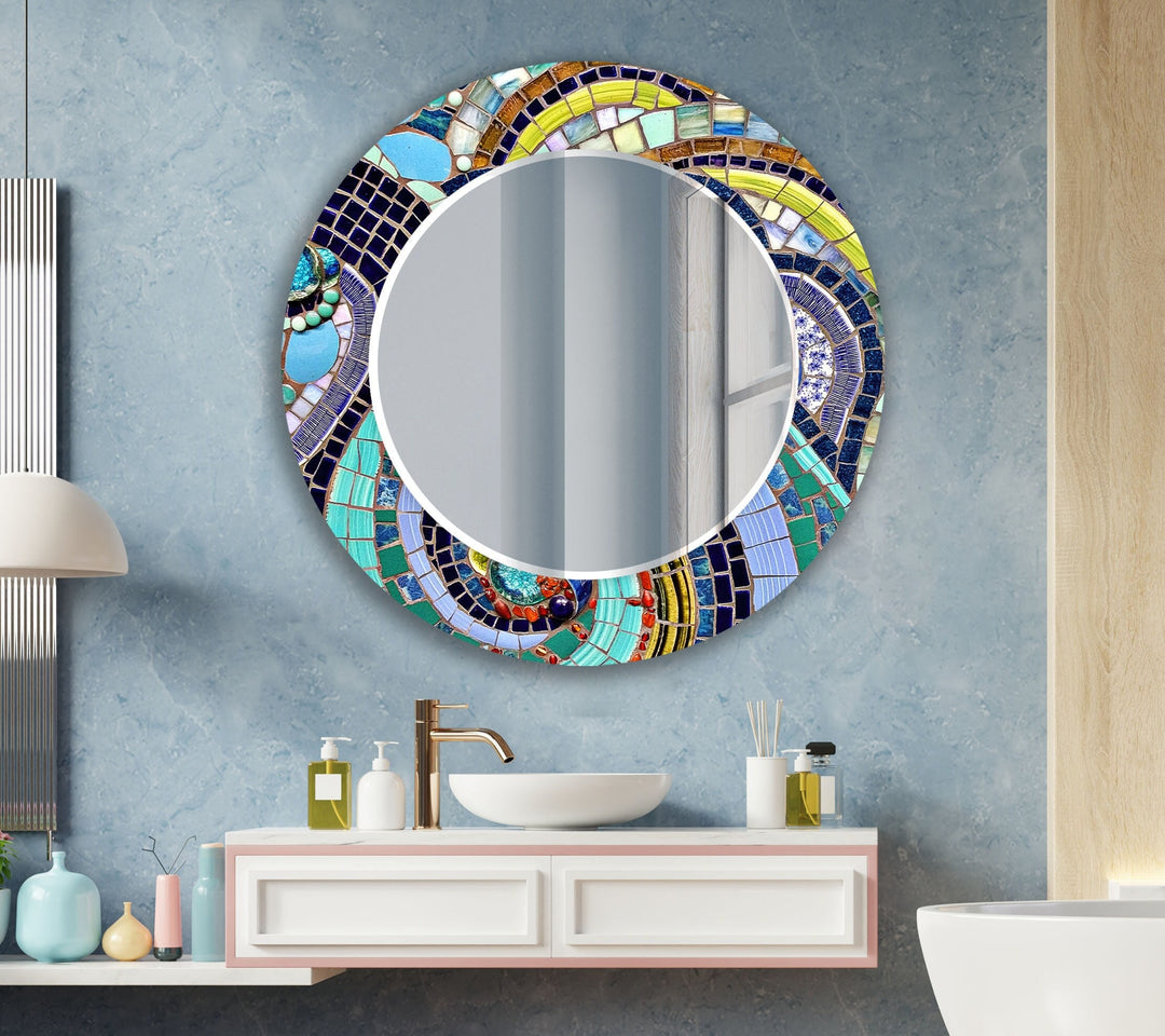 Mosaic Blue Design Wall Mirrors large mirror
