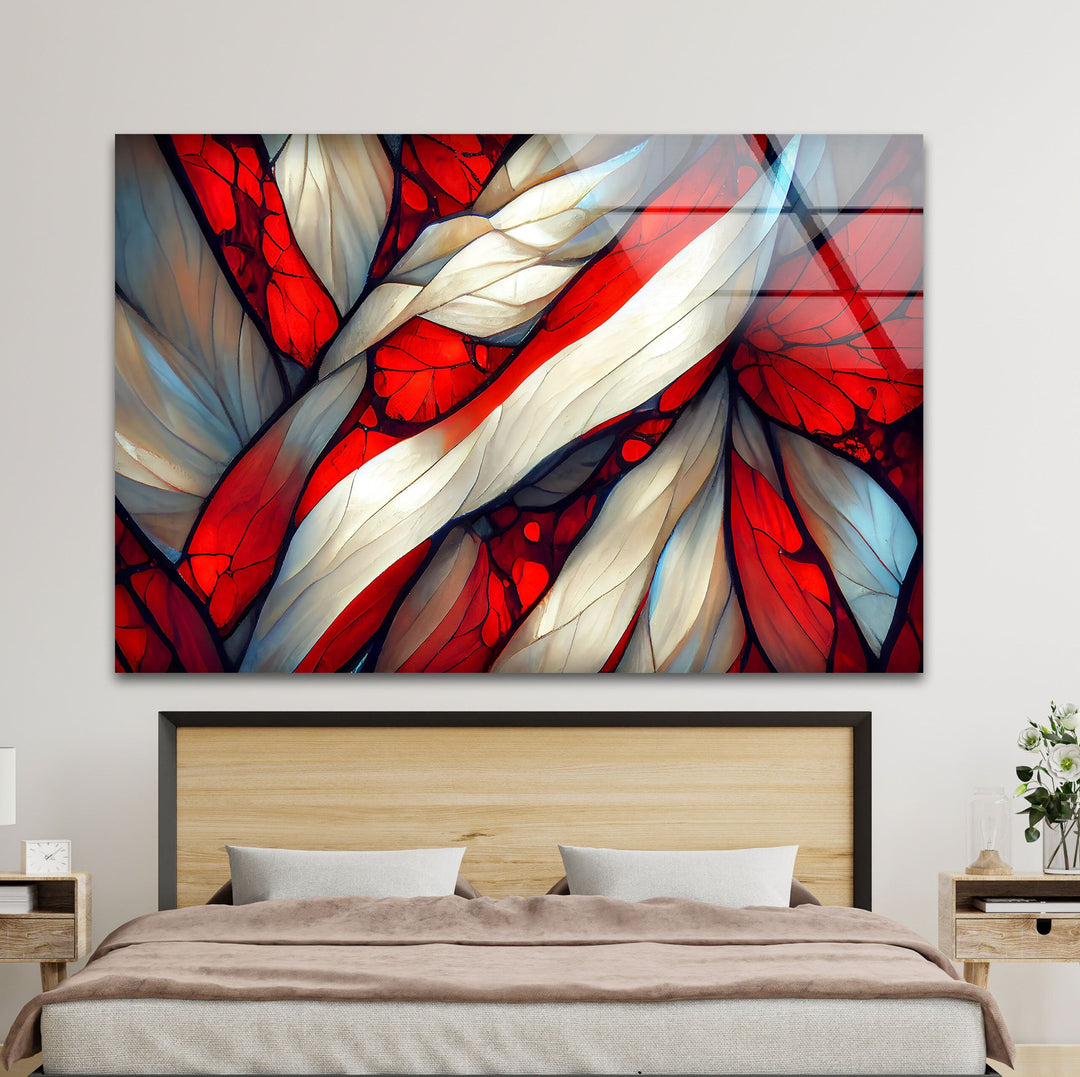 Stained Red Glass Wall Art photo print on glass, prints on glass wall art