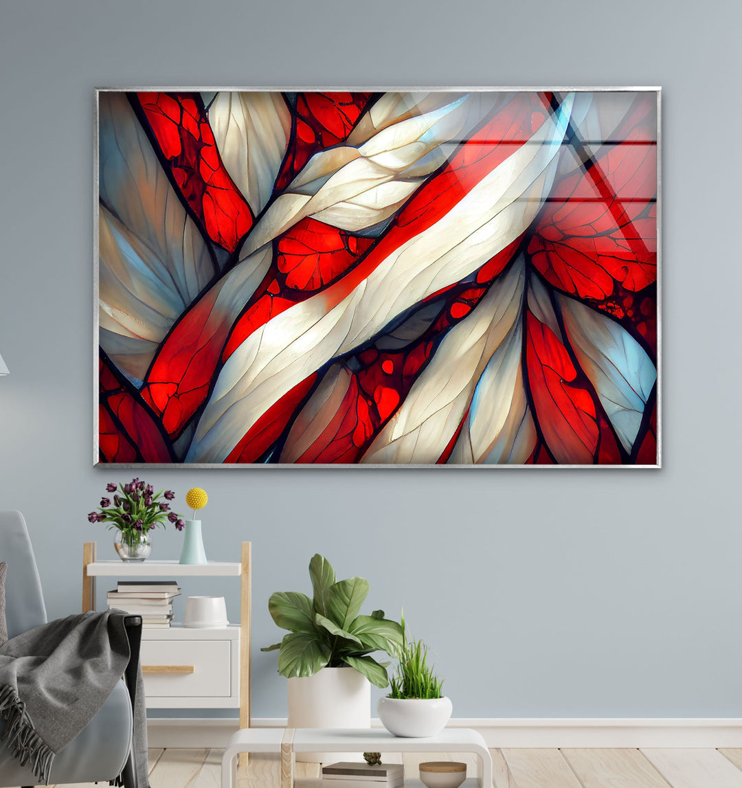 Stained Red Glass Wall Art print on glass, glass printed photos