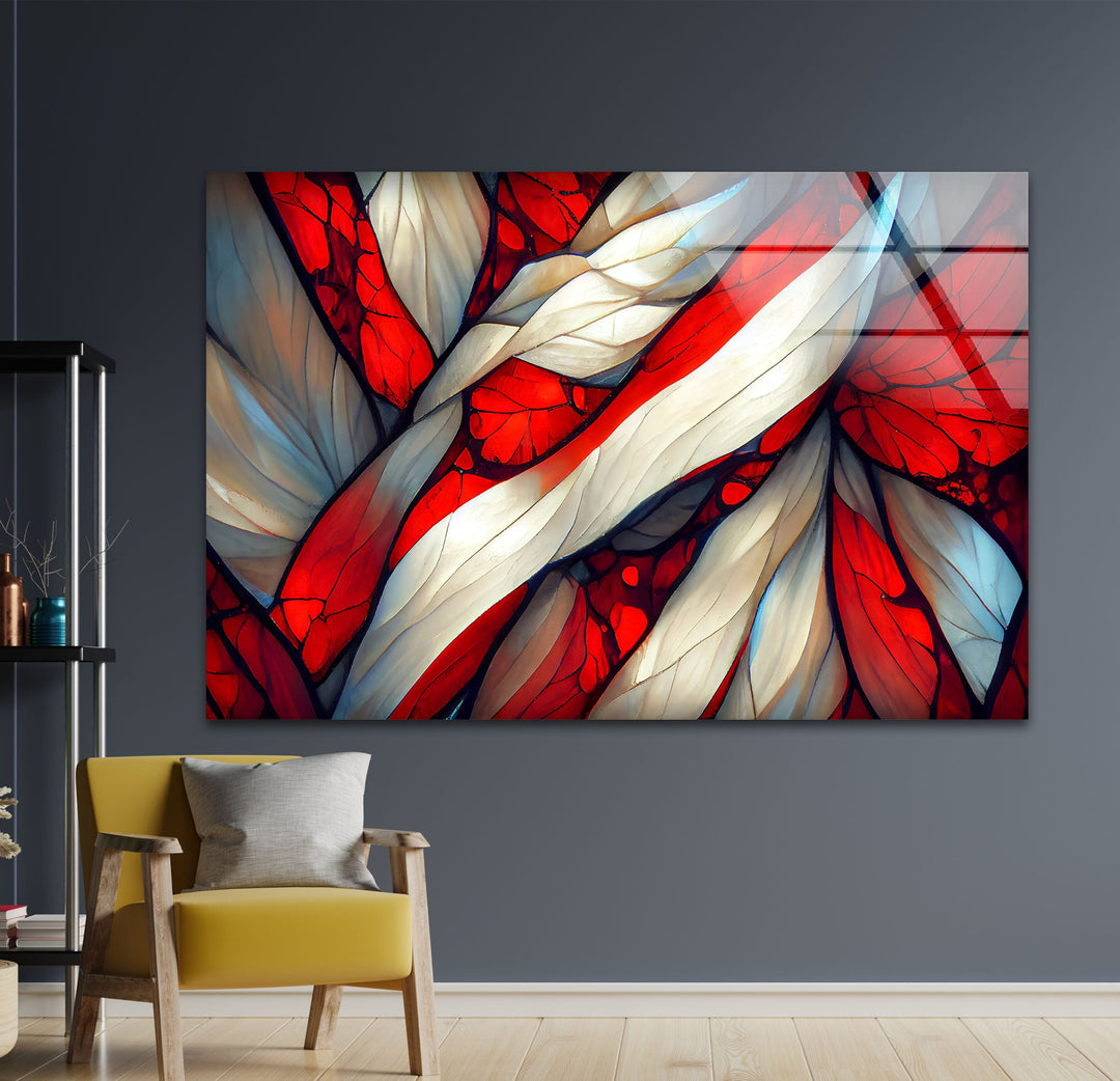 Stained Red Glass Wall Art print picture on glass, Tempered Glass Wall Art