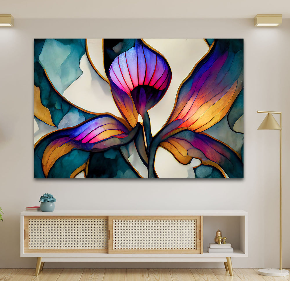 Stained Vivid Flower Glass Wall Art glass wall decor, glass wall art decor