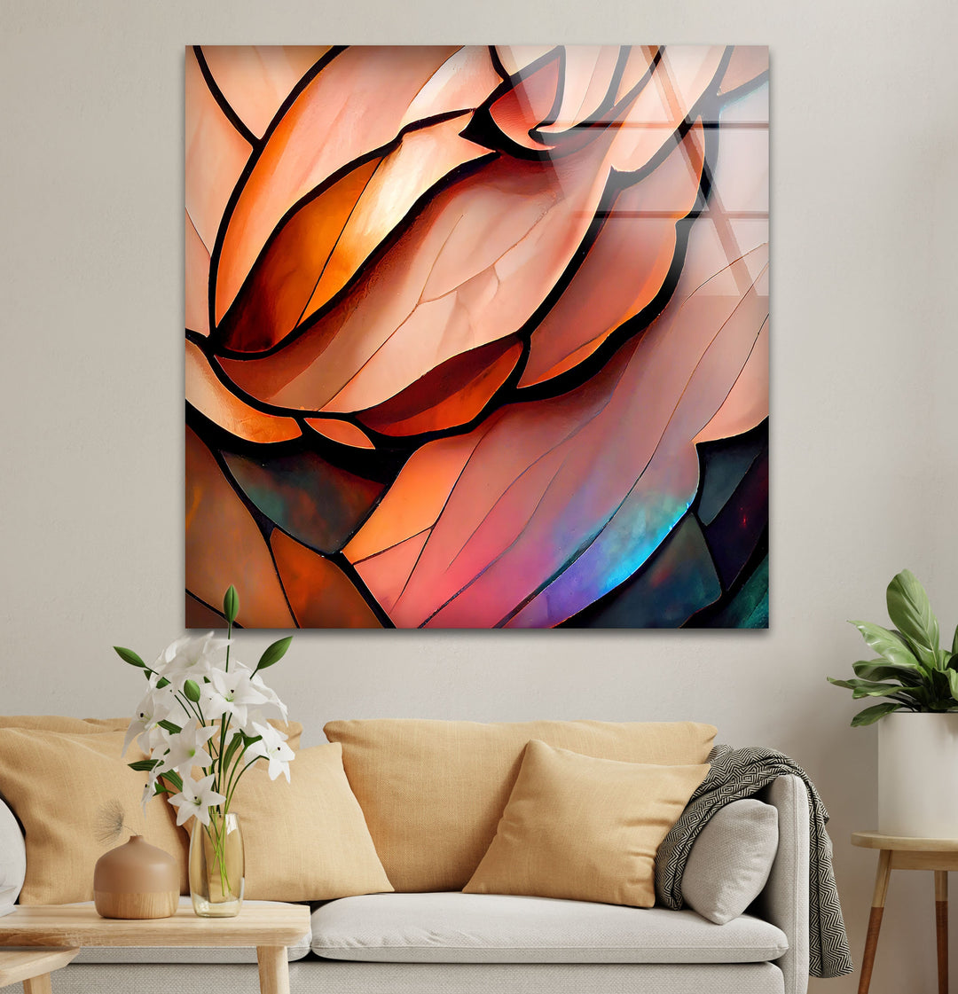 Stained Rose Glass Wall Art print on glass, glass printed photos