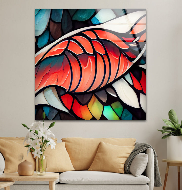 Koi Fish Stained Glass Wall Art picture on glass wall art, photos printed on glass