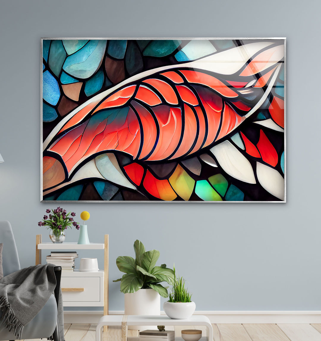 Koi Fish Stained Glass Wall Art large glass photo prints, glass wall photos