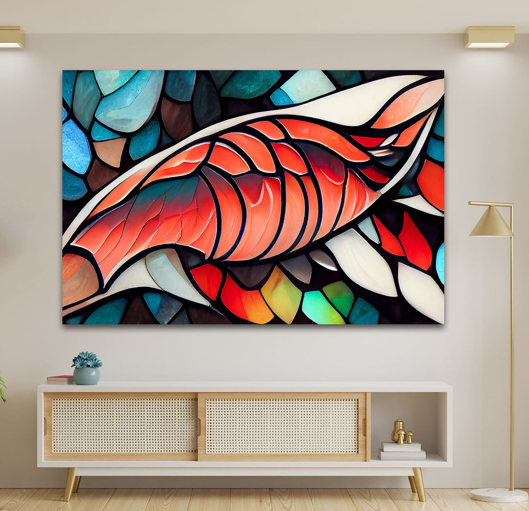 Koi Fish Stained Glass Wall Art glass pictures for Wall, glass prints wall art