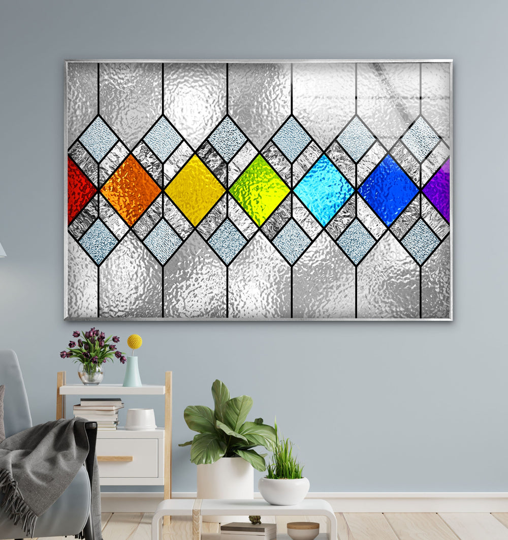 MultiColored Diamonds Glass Wall Art large glass photo prints, glass wall photos