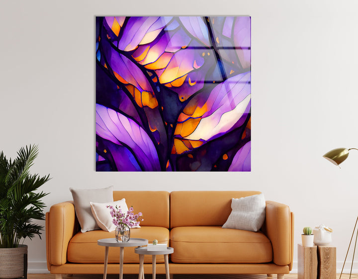 Purple Stained Glass Wall Art, custom glass photo prints, large glass prints