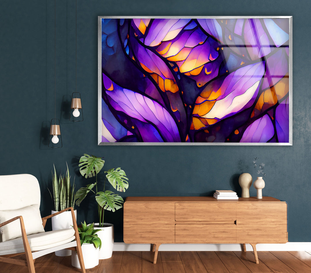 Purple Stained Glass Wall Art, large glass photo prints, glass wall photos