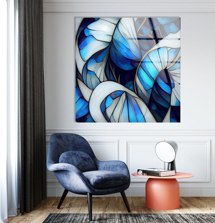 Stained White & Blue Glass Wall Art art glass wall art, glass wall art pictures