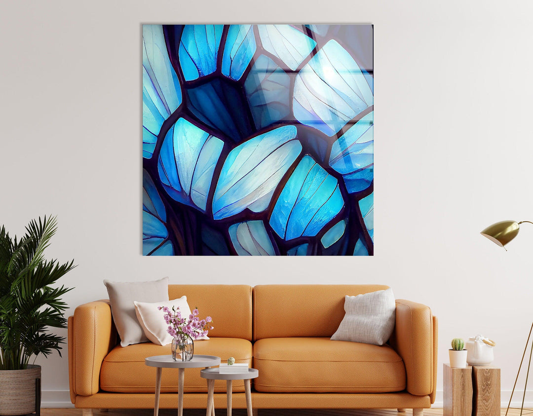 Stained Blue & White Glass Wall Art glass photo prints, glass picture prints