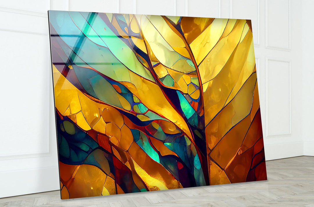 Stained Gold & Yellow Glass Wall Art large glass photo prints, glass wall photos