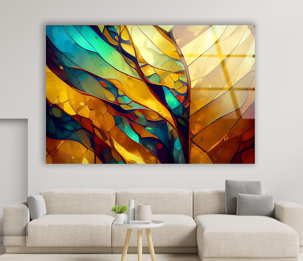 Stained Gold & Yellow Glass Wall Art custom glass pictures, glass art prints