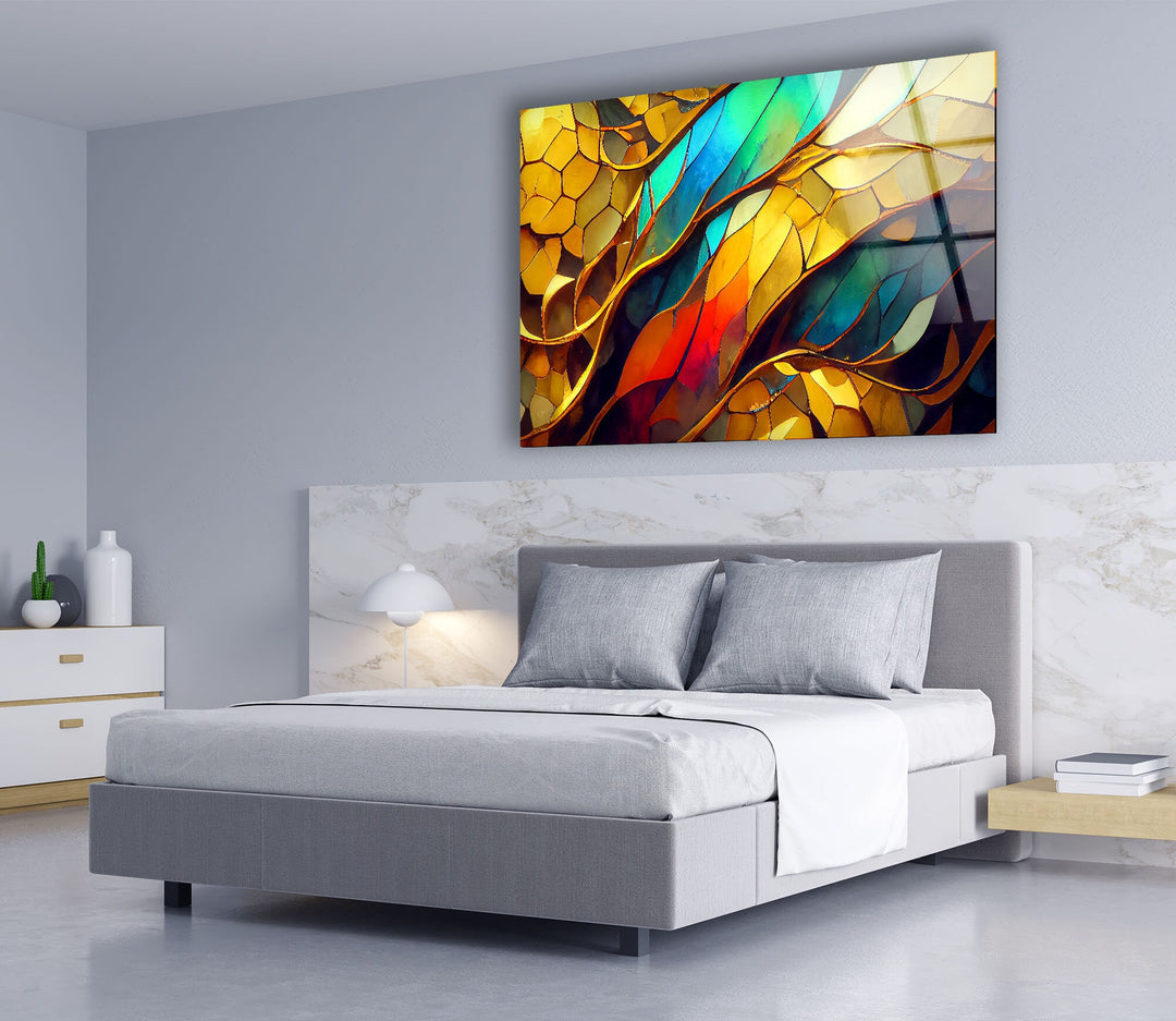 Gold Stained Glass Wall Art Glass Printing Wall Art, Print photos on glass