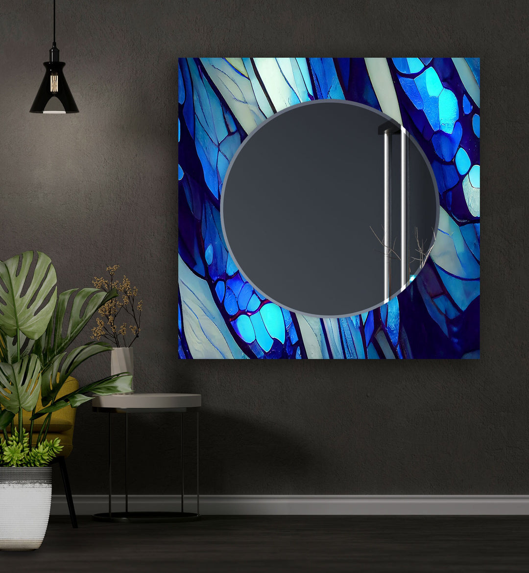 Blue Nacreous Abstract Wall Mirror huge mirror
