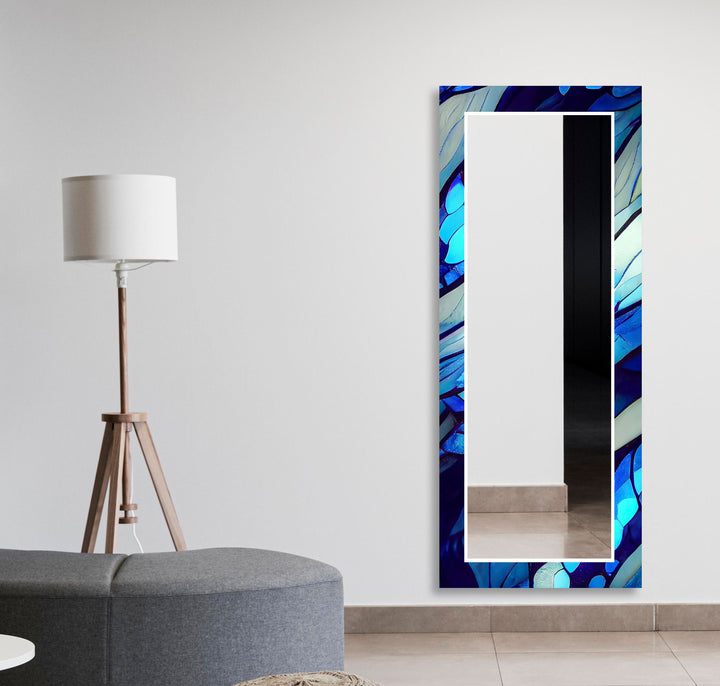 Blue Nacreous Abstract Wall Mirror big wall mirror
