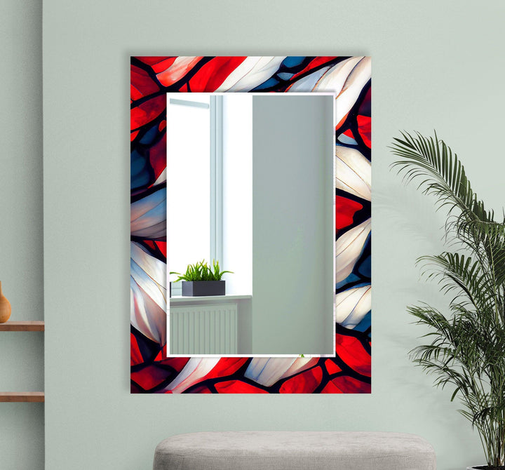 Stained Red & White Wall Mirror gold wall mirror
