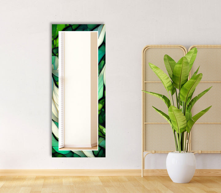 Stained Green Wall Mirror Rectangle Mirror
