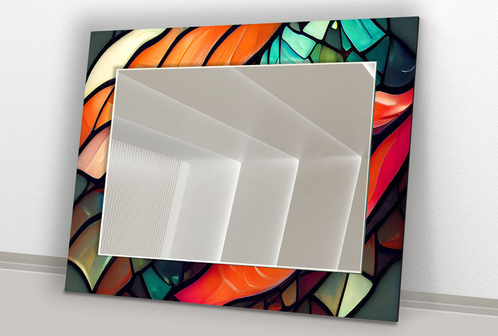 Stained Orange Green Wall Mirror mirror art
