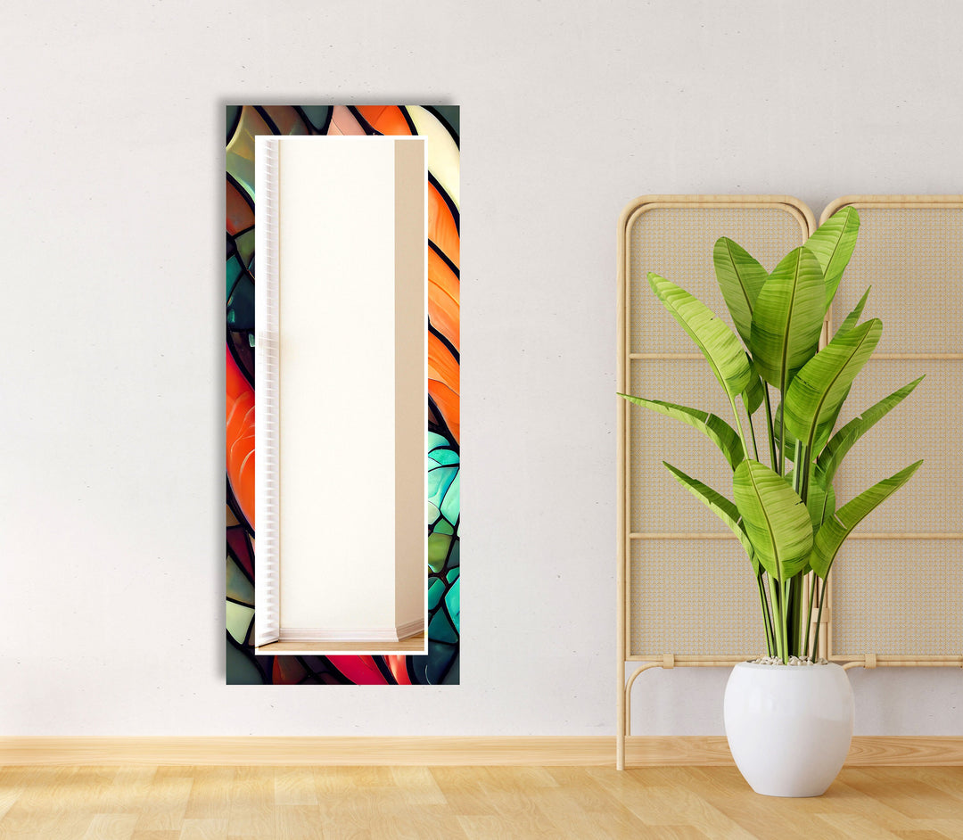 Stained Orange Green Wall Mirror mirror wall art
